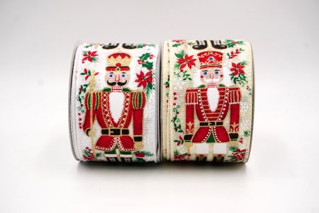 नटक्रैकर सैनिक और अदरक ब्रेड क्रिसमस वायर्ड रिबन_KF9825.KF9828 (1)